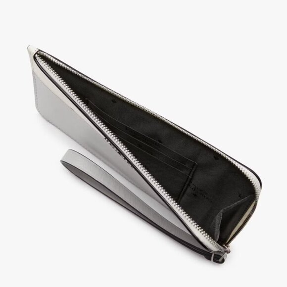 NEW Kate Spade Lucy Medium L-zip Wristlet in Platinum Grey Multi​